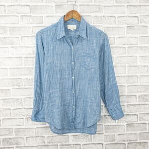 NILI LOTAN Women's Long Sleeve Button up Shirt lightweight blue cotton Sz S